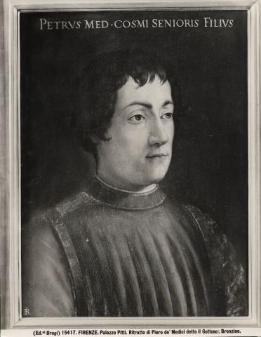 Brogi — Firenze. Palazzo Pitti. Ritratto di Piero de' Medici detto il Gottoso; Bronzino — insieme